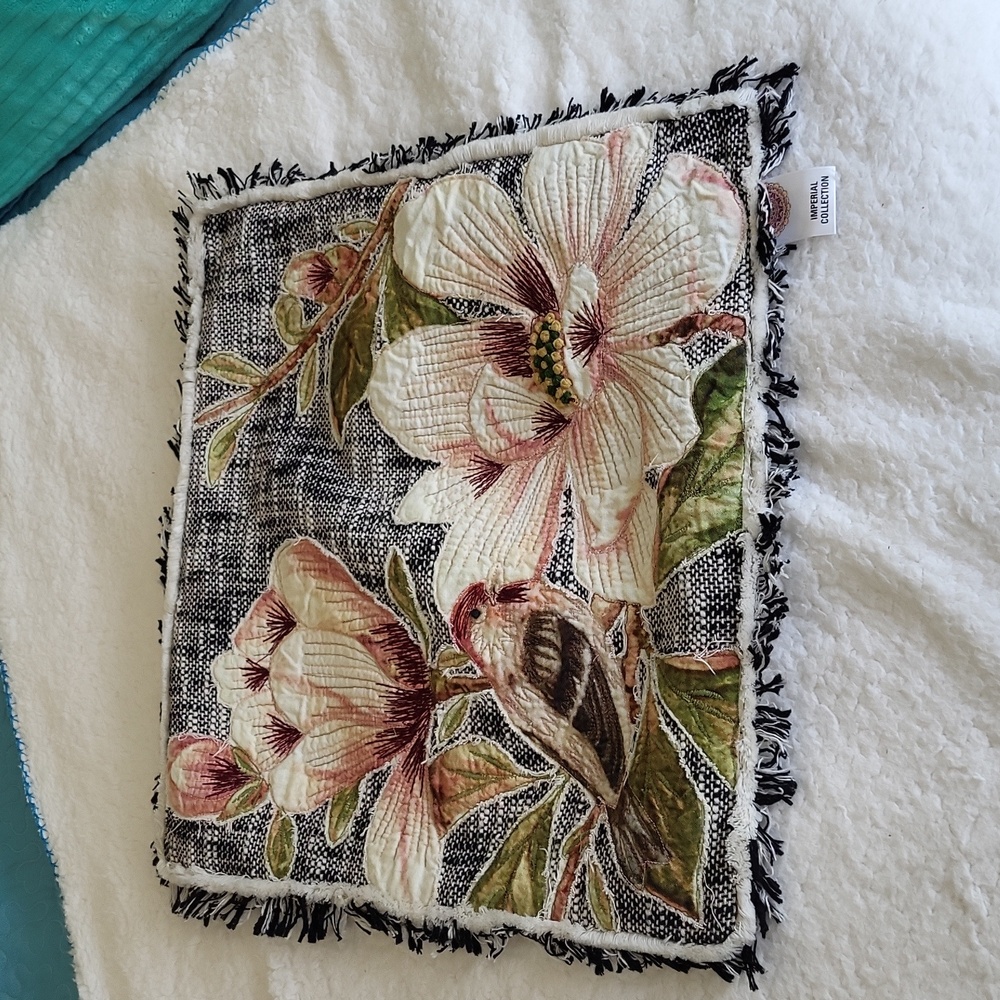 Imperial Collection pillow cover bird & flowers